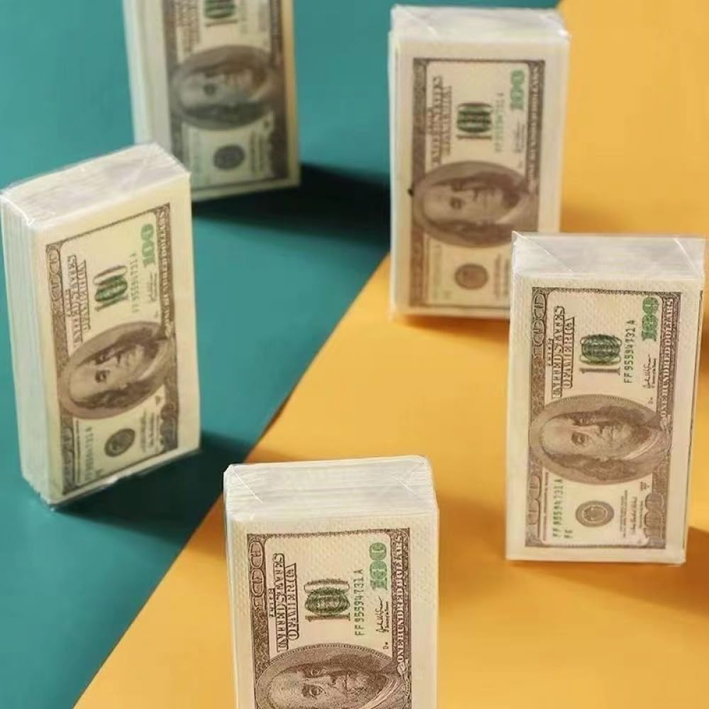 (8er Set) US Dollar Taschentücher Fake Geld Noten Nastücher Money Scheine Servietten - Geldscheine