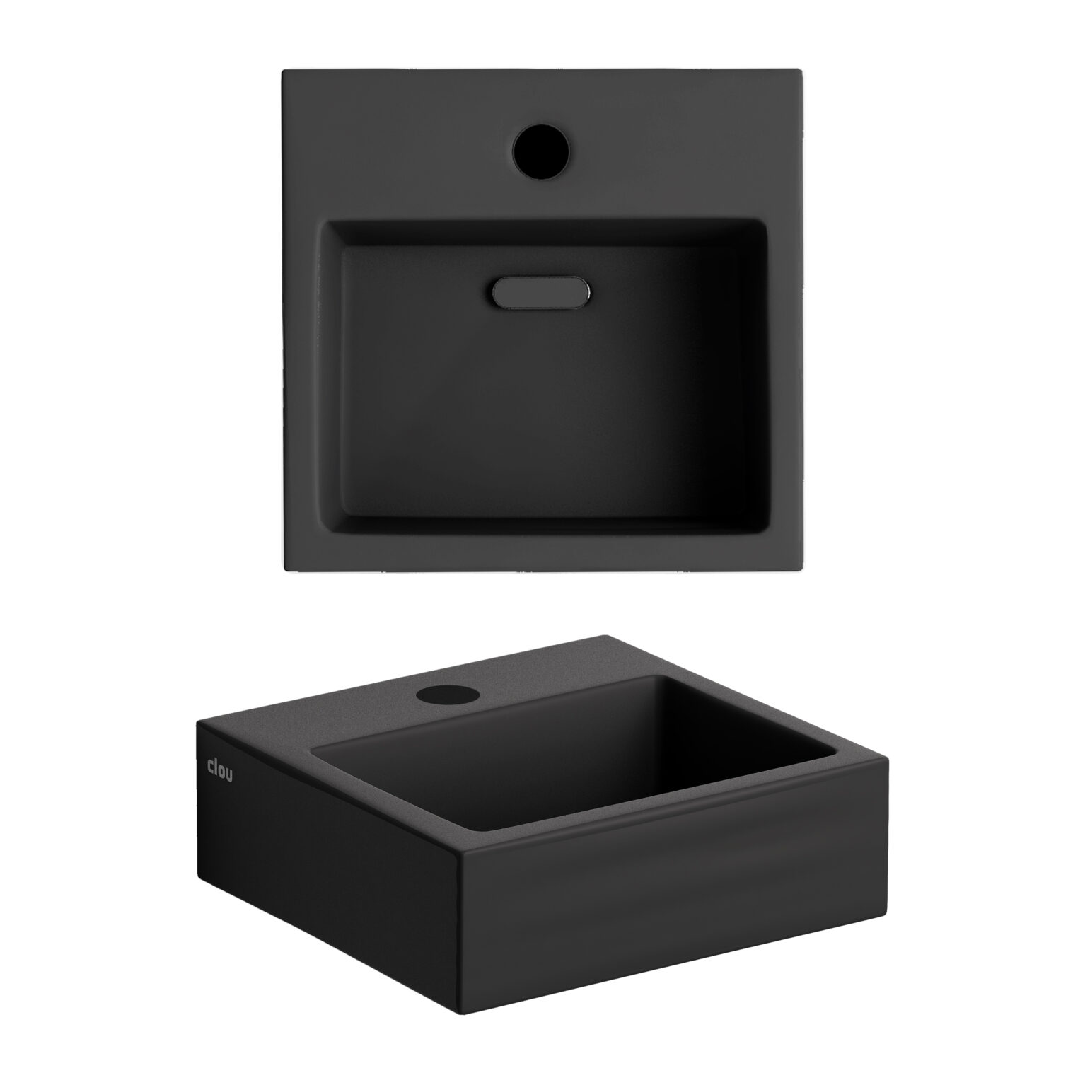 Clou Flush 1 keramische fontein 28cm met kraangat zwart mat
