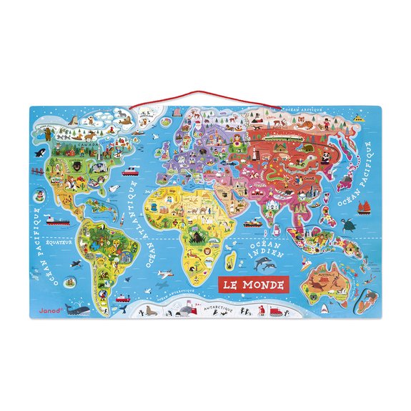 Puzzle 92 pièces magnétique du monde