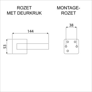 Karwei deurkruk set Leandro vierkant rozet messing mat