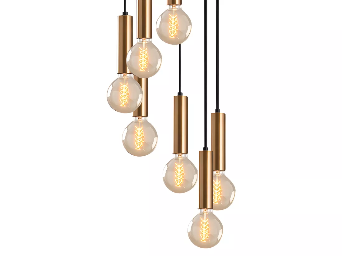Lustre en métal à hauteur réglable style vintage - H. 40/136 cm - Doré - JOSETTE