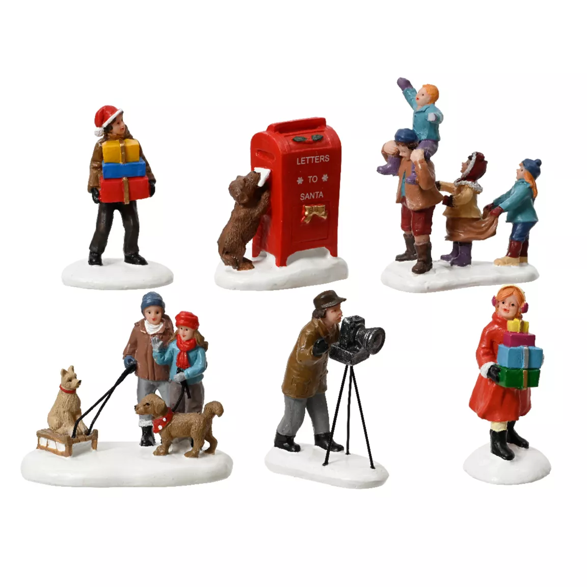 Lot de 6 Figurines pour village (H7,5 cm) Personnages en ville
