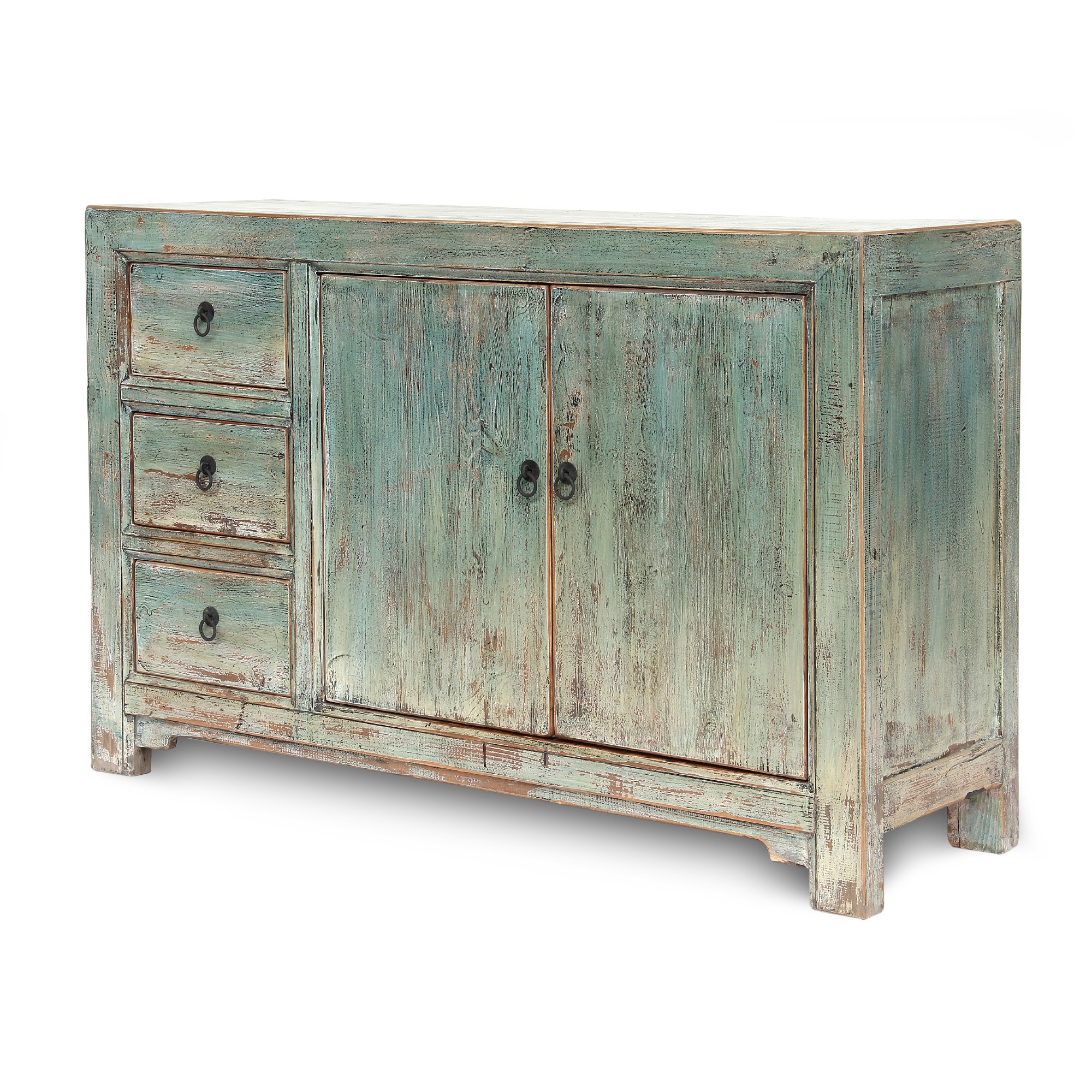 Sideboard, 3 Schubladen, 2 Türen, türkis, T 42 cm, B 130 cm, H 85 cm von fischer's lagerhaus