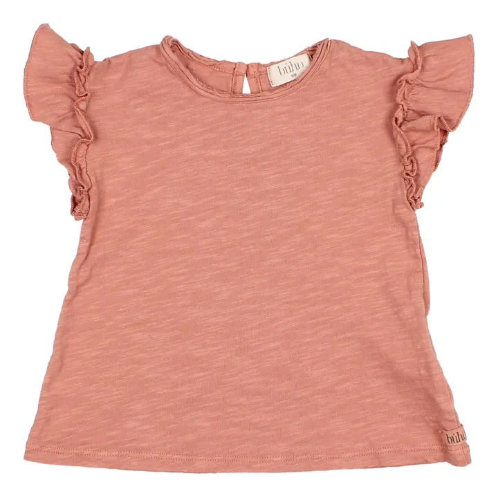 Búho T-Shirt Coton Bio Flamé Volants | Terracotta