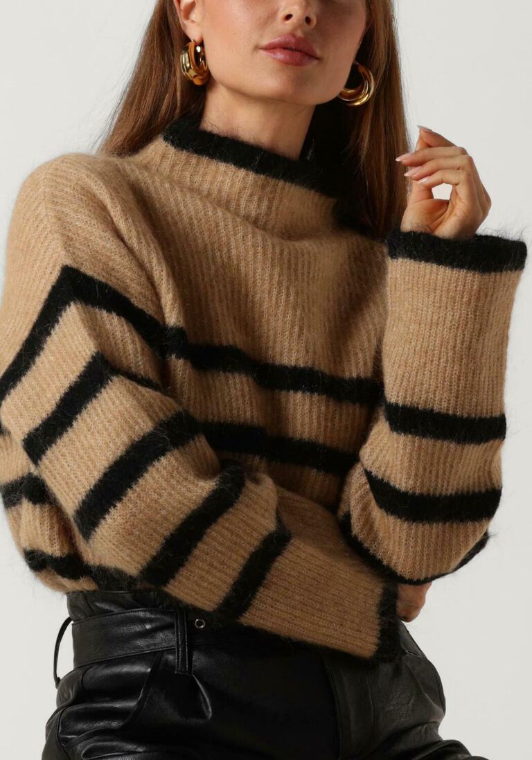 SECOND FEMALE camel second female trui ovalis knit t-neck