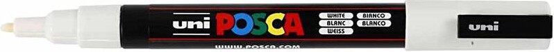 Posca Tusch - Nr. Pc-3M - Tykkelse 0,9-1,3 MM - Hvid