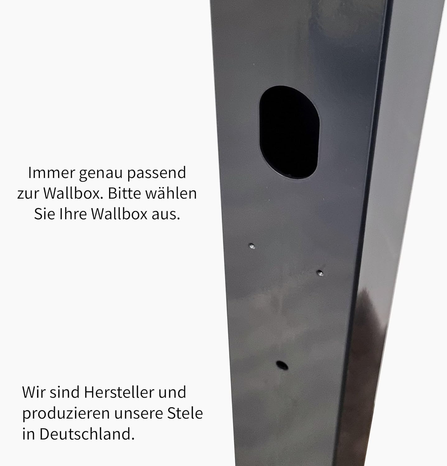 DIE-LADESÄULE - Ladesäule, Standfuß, Stele, Base für Huawei Wallbox - aus Edelstahl - mit Dach und Kabelhaken - pulverbeschichtet - anthrazit - deutsche Herstellung