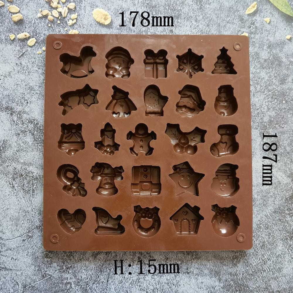 25-fach Silikon Weihnachts 3D Pralinen Form für Fondant / Schokolade Kuchen   Muffin Dekoration - Christmas Motive