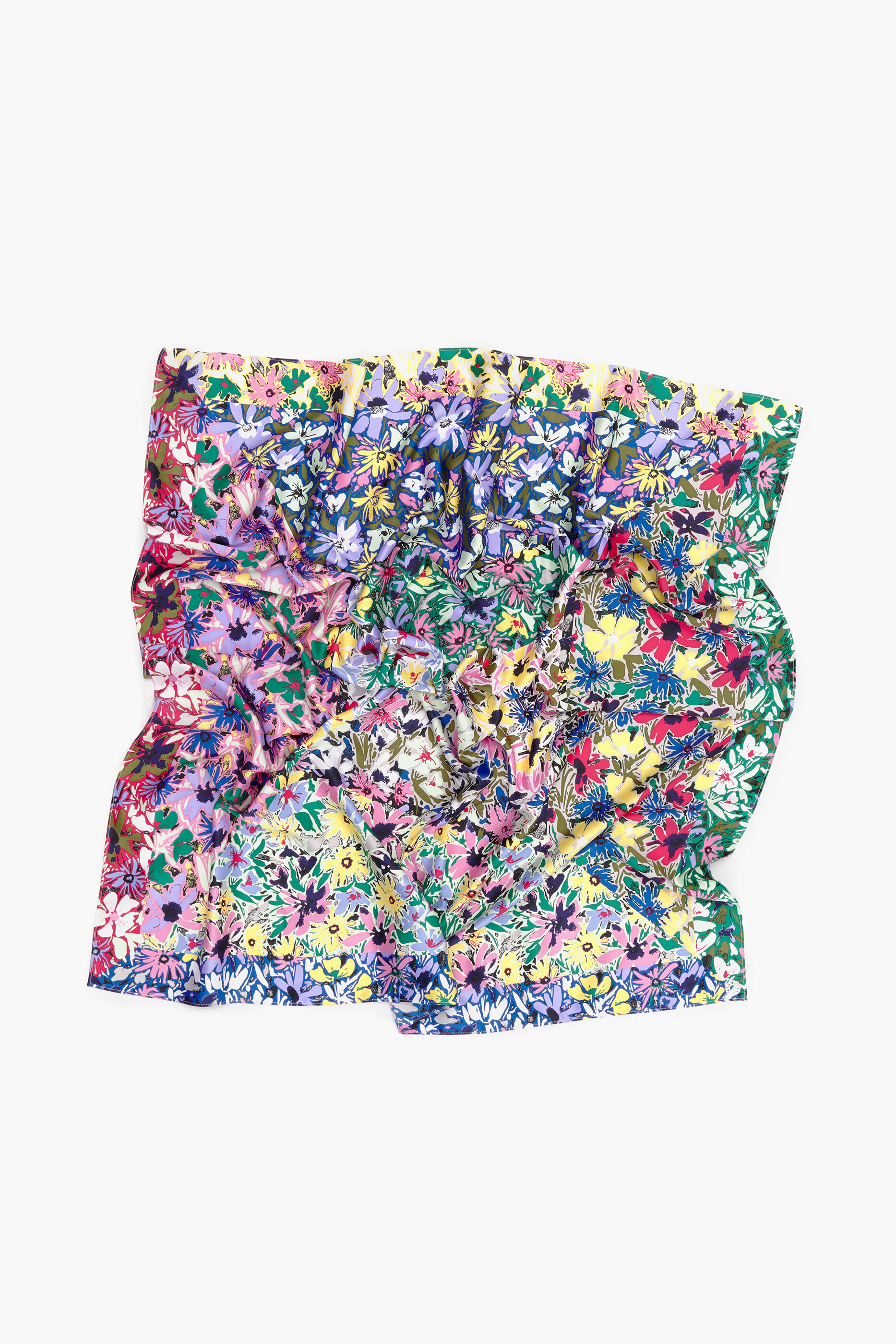 Lenço rosa com estampa floral geométrica