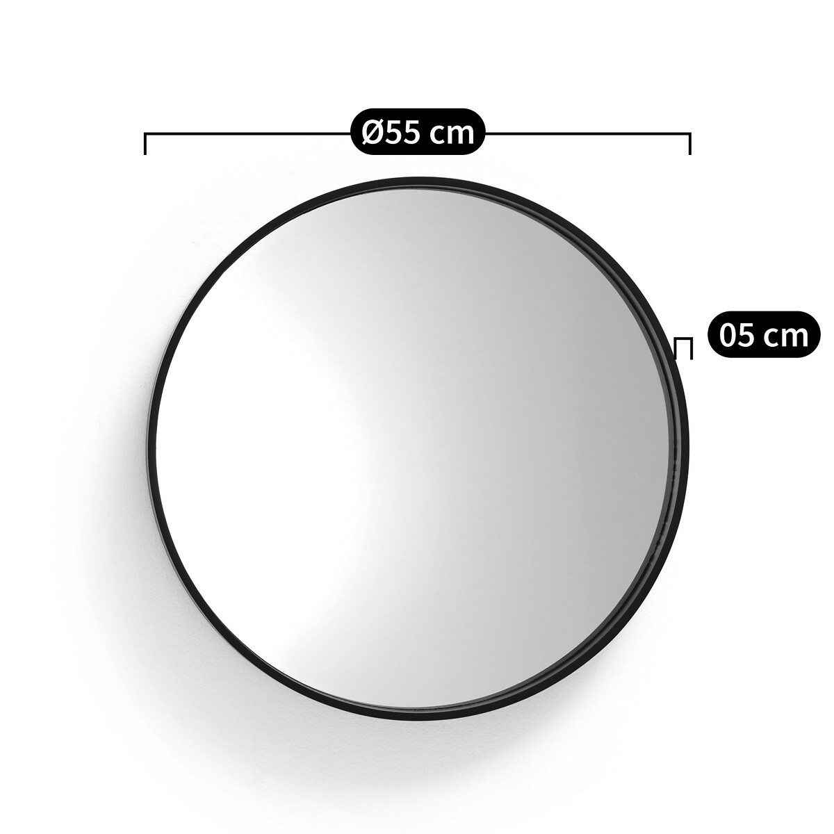 LA REDOUTE INTERIEURS<br>Espelho redondo, preto Ø55 cm, Alaria