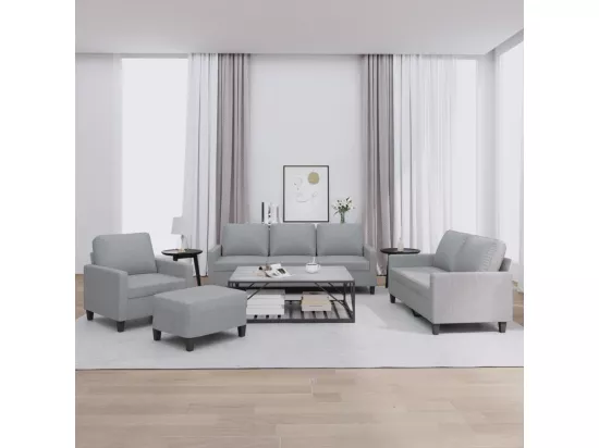 Ensemble de canapés 4 pièces avec coussins Gris clair Tissu
