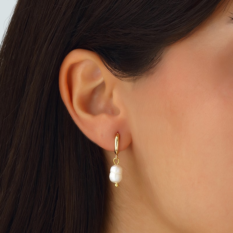 Boucles d'oreilles - Laiton plaqué or & perle