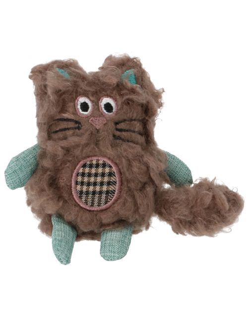 Adori Speelgoed Fluff Kat - Kattenspeelgoed - 12x13x2.5 cm Bruin