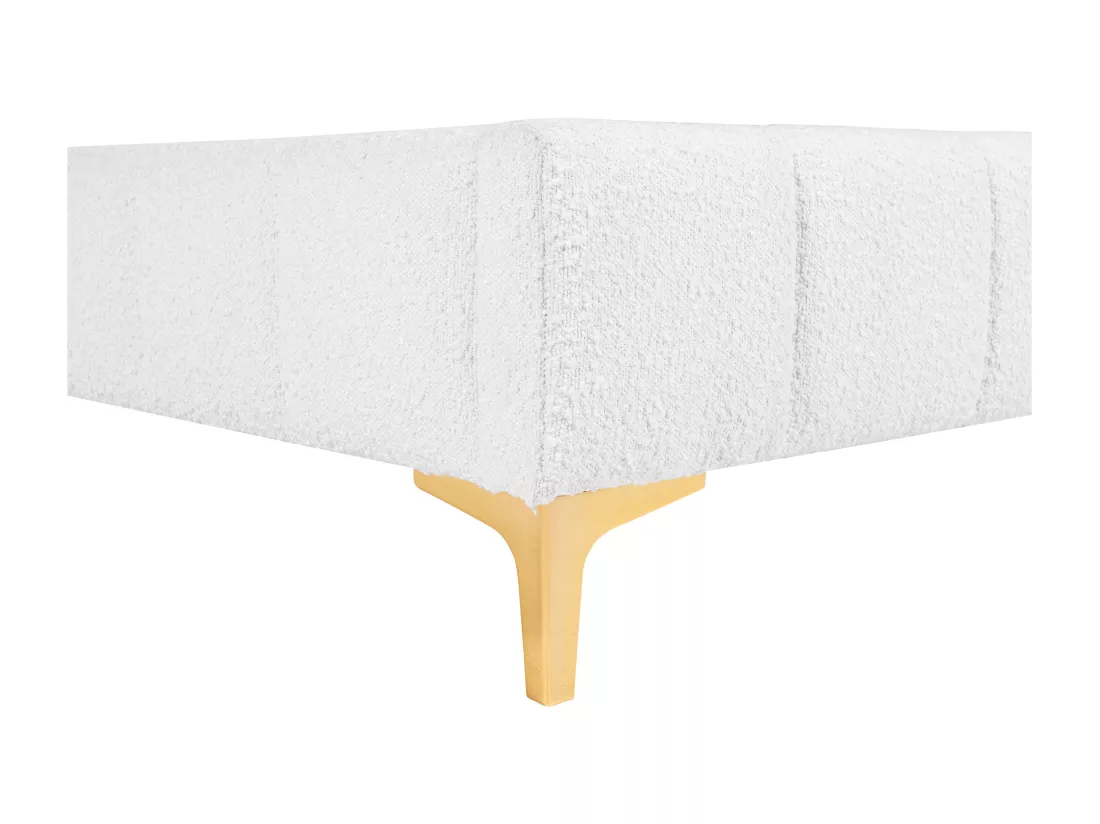 Sommier déco tapissier 160 x 200 cm tissu bouclette et pieds dorés - SHEN de YSMÉE