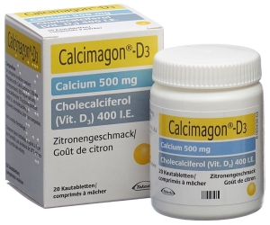 CALCIMAGON D3 Kautabletten 500/400 Zitrone, 60 Stück