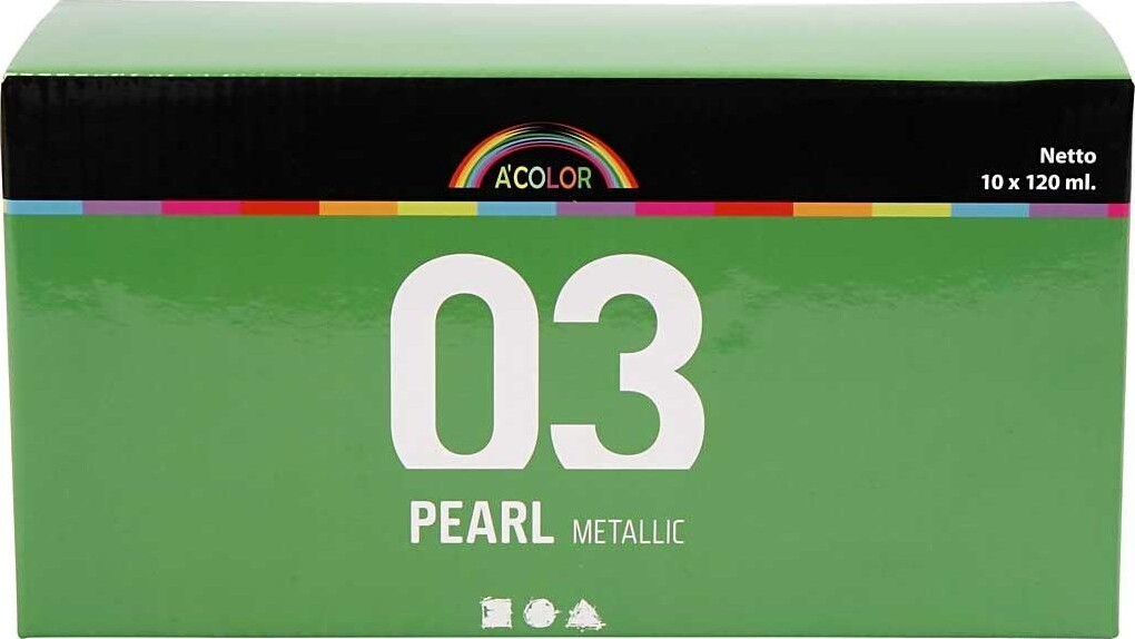 Akrylmaling - Metallic - Forskellige Farver - 03 - 10X120 ML - A-Color
