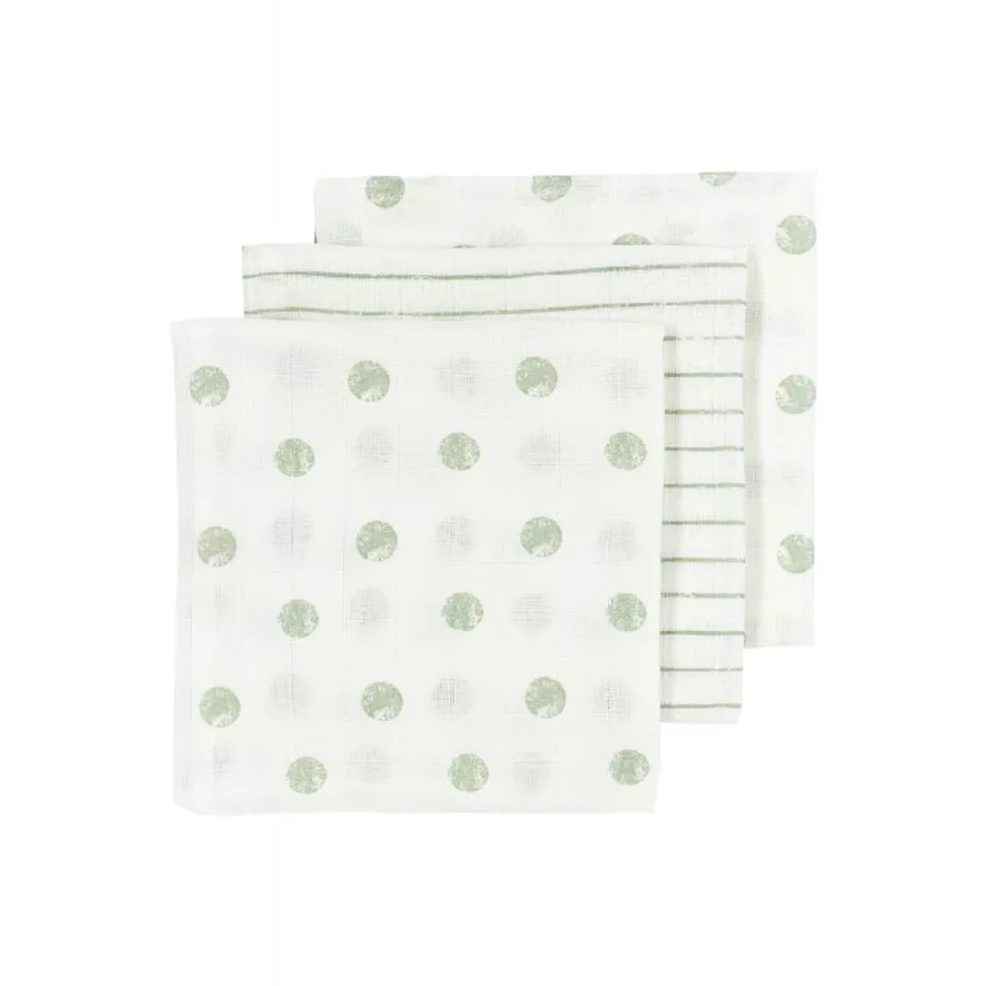MEYCO Mullwindeln 3er-Pack Dot Stripe Soft Green