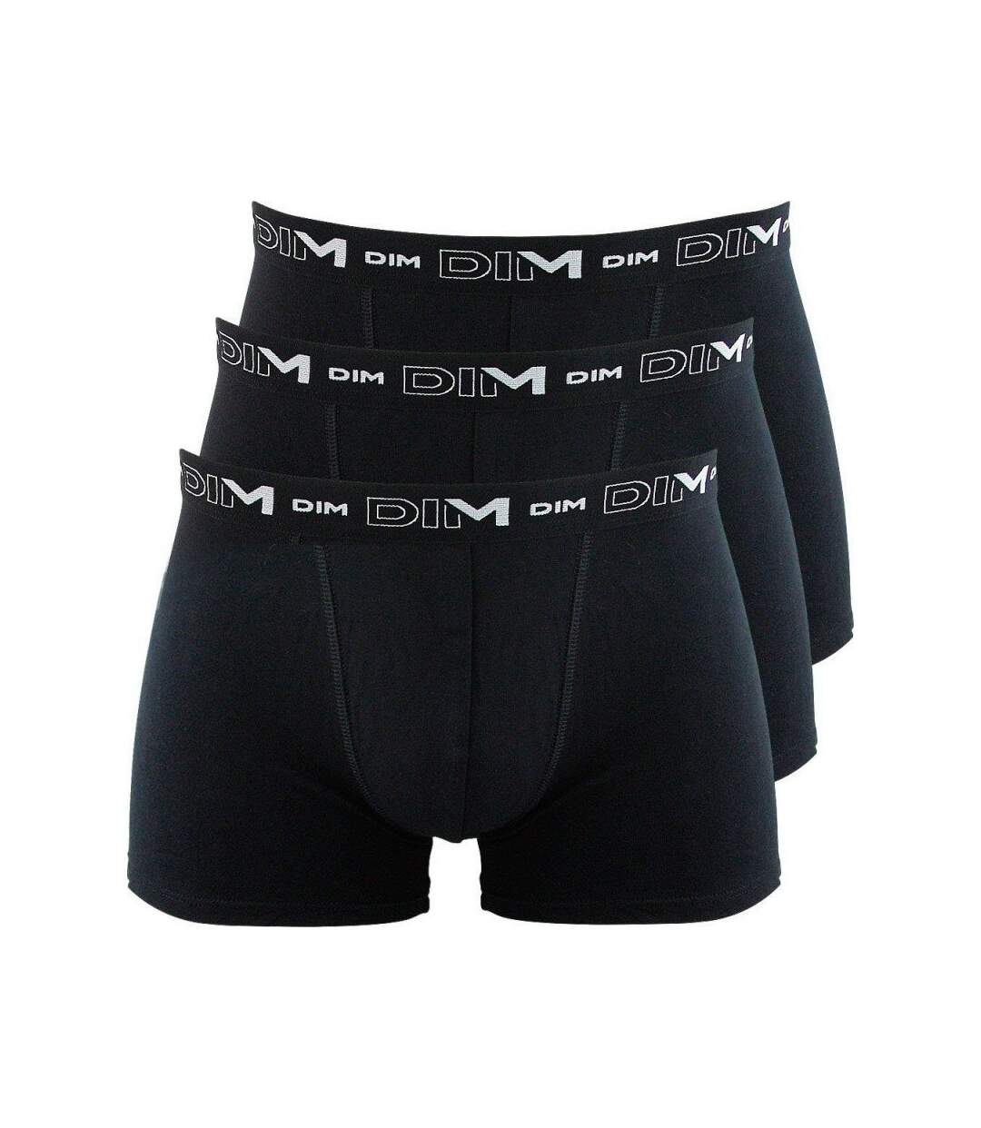 DIM Lot de 3 Boxers Homme Coton STRETCH Noir