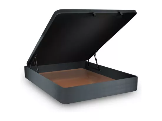 Sommier Coffre Velours Gris anthracite 140x190 H39cm