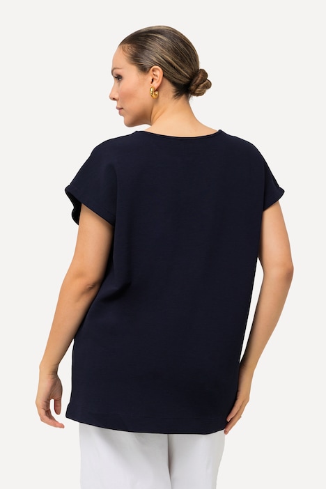 Sweatshirt, Wellenstruktur, Tunika-Ausschnitt, Halbarm