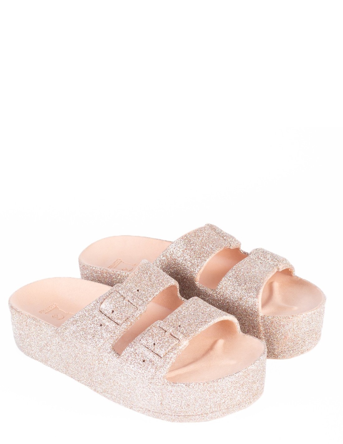 cacatoes Claquettes Compensées Femme Caipirinha Glitter Nude
