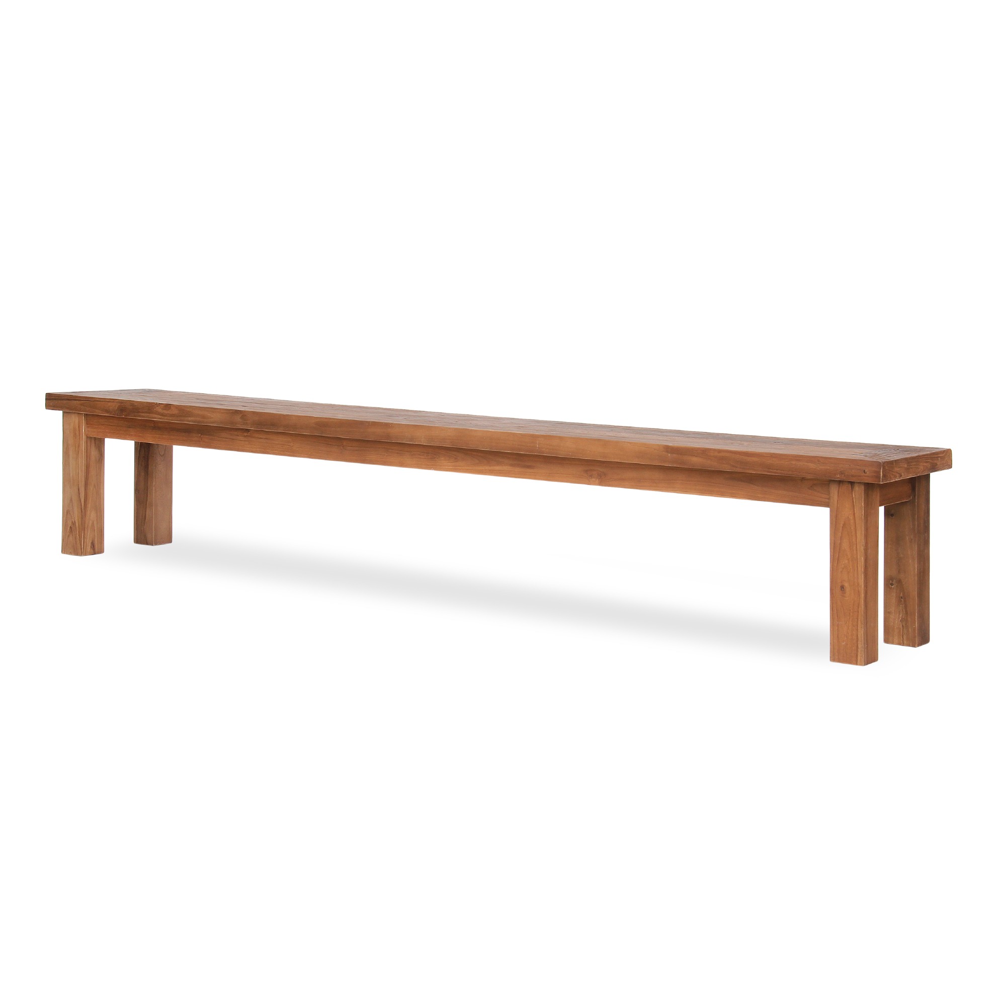 Holzbank aus recyceltem Teak, natur, B 250 cm, H 47 cm, L 35 cm von fischer's lagerhaus