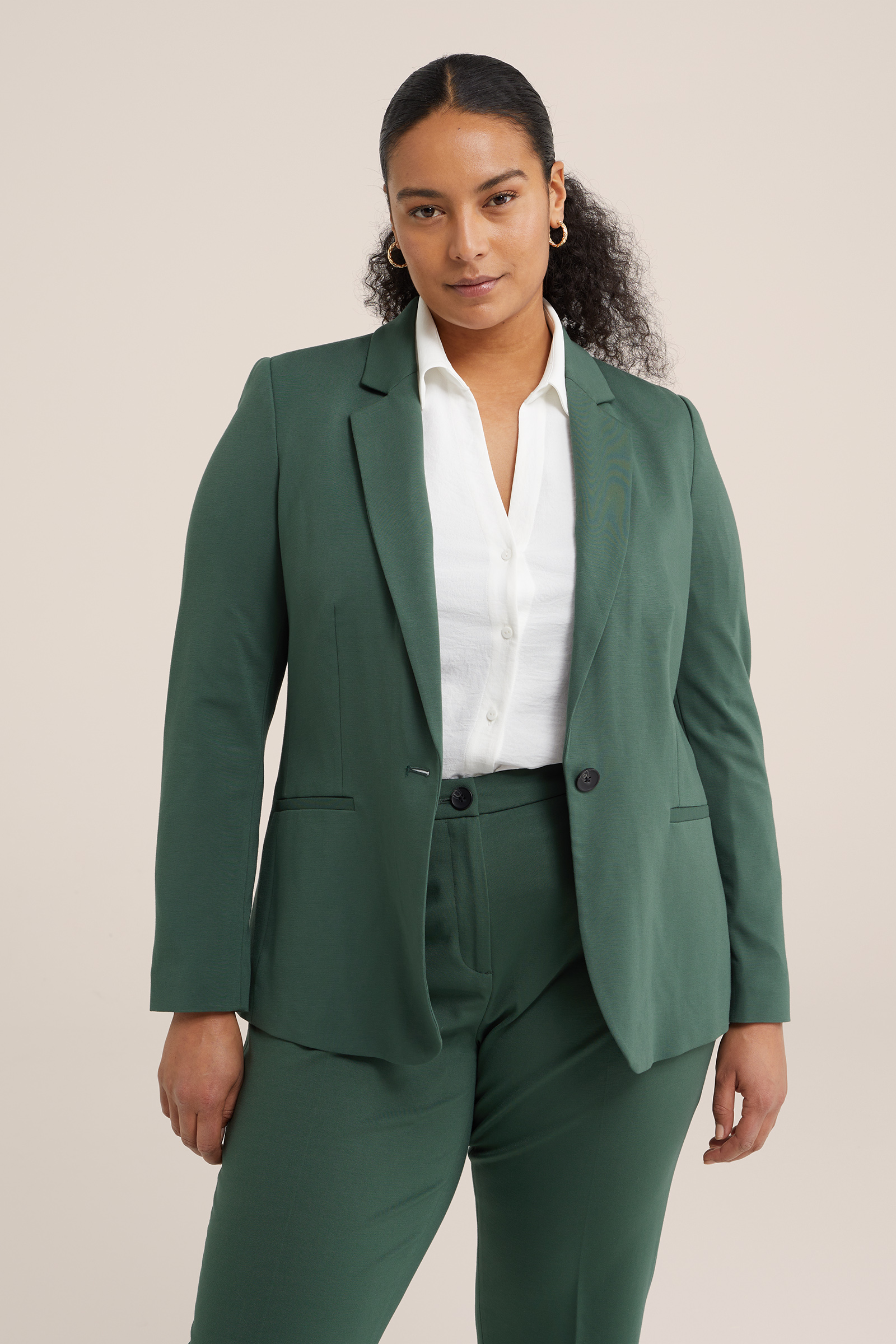 getailleerde blazer - Curve WE Fashion Mosgroen