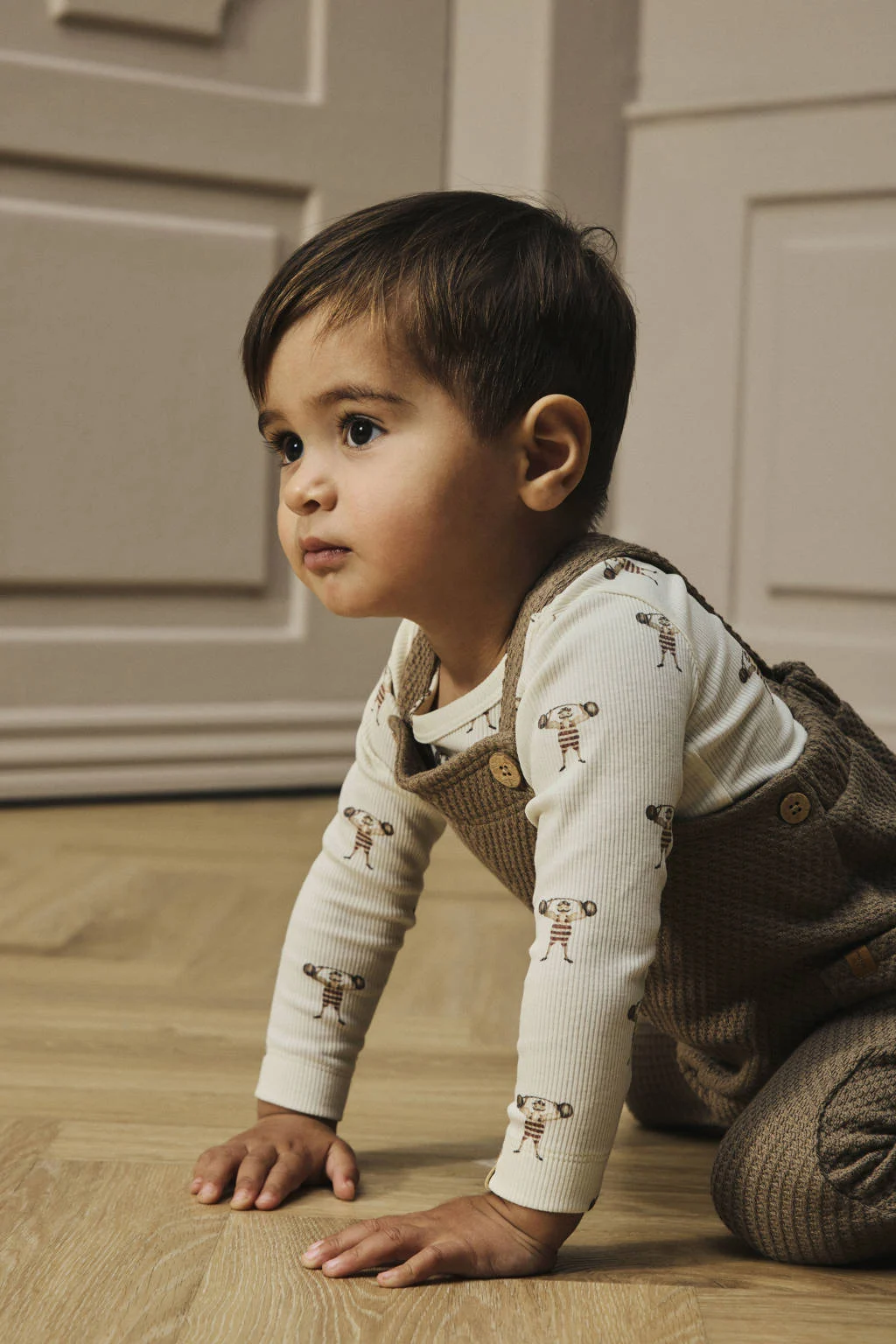 LIL' ATELIER BABY romper ecru/bruin