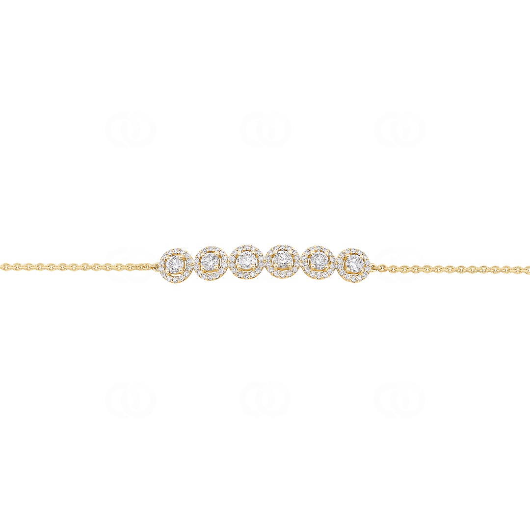 1.00 Karat Halo Diamantarmband 750/18 K Gelbgold