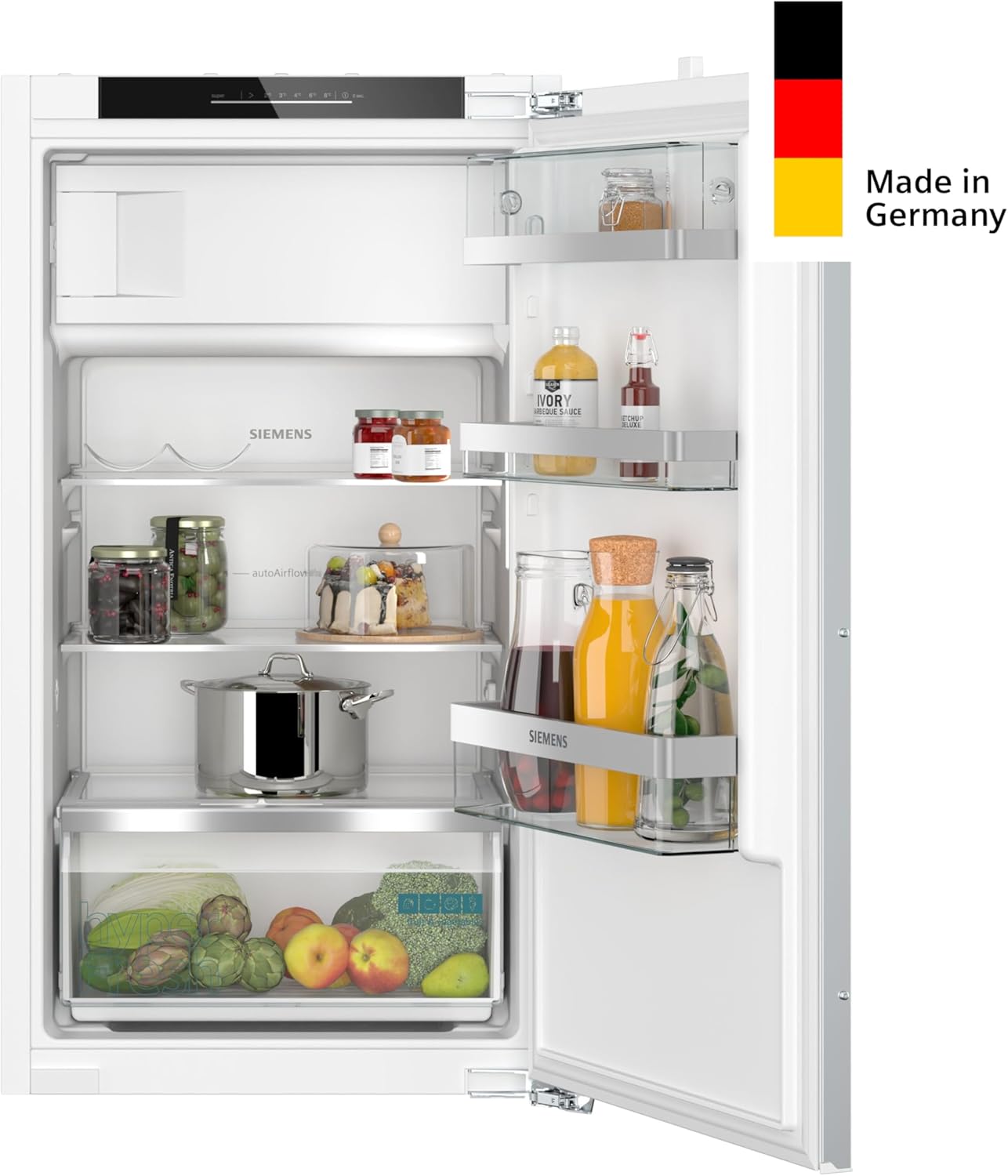 SIEMENS KI32LADD1, iQ500, Einbau-Kühlschrank mit Gefrierfach, 102,5 x 56 cm Nische, 132 L Kühlen & 15 L Gefrieren, Made in Germany, längere Frische mit hyperFresh Box, softClosing-Tür, Flachscharnier