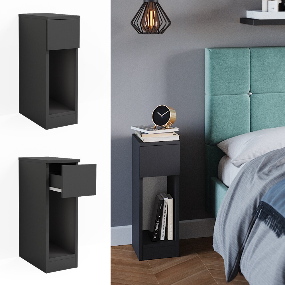 Vicco Nachttisch Enton schwarz, Schlafzimmerkommode 20x60 cm