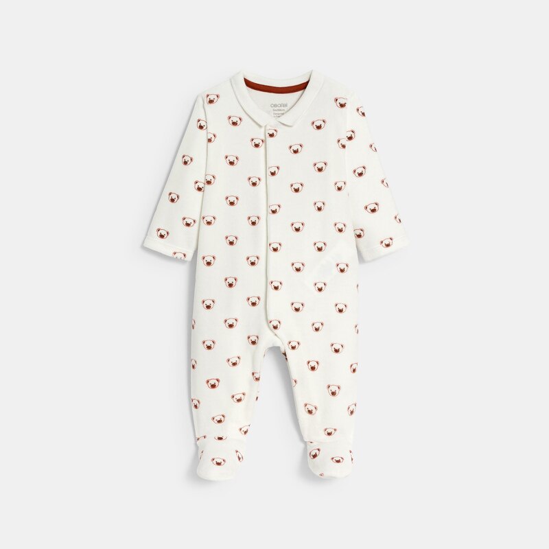 Dors-bien velours oursons blanc bébé garçon Beige