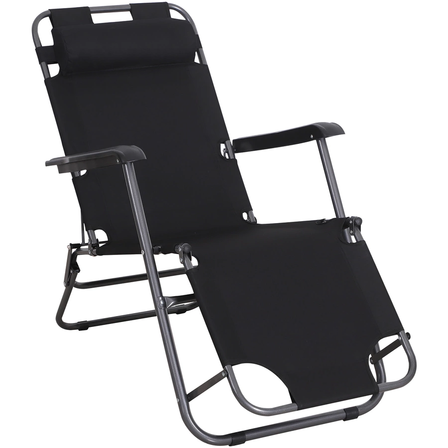Outsunny Gartenliege mit faltbarem Design schwarz
