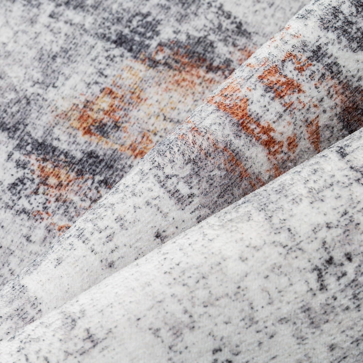 HUGEAR Waschbare Teppiche Gegend Teppich 240 X 300cm Grau Rot Modern Abstrakt Wohnzimmer Schlafzimmer Teppisch Groß rutschfest Kurzflor Weich Rugs for Living Room Carpet for Esszimmer Büro