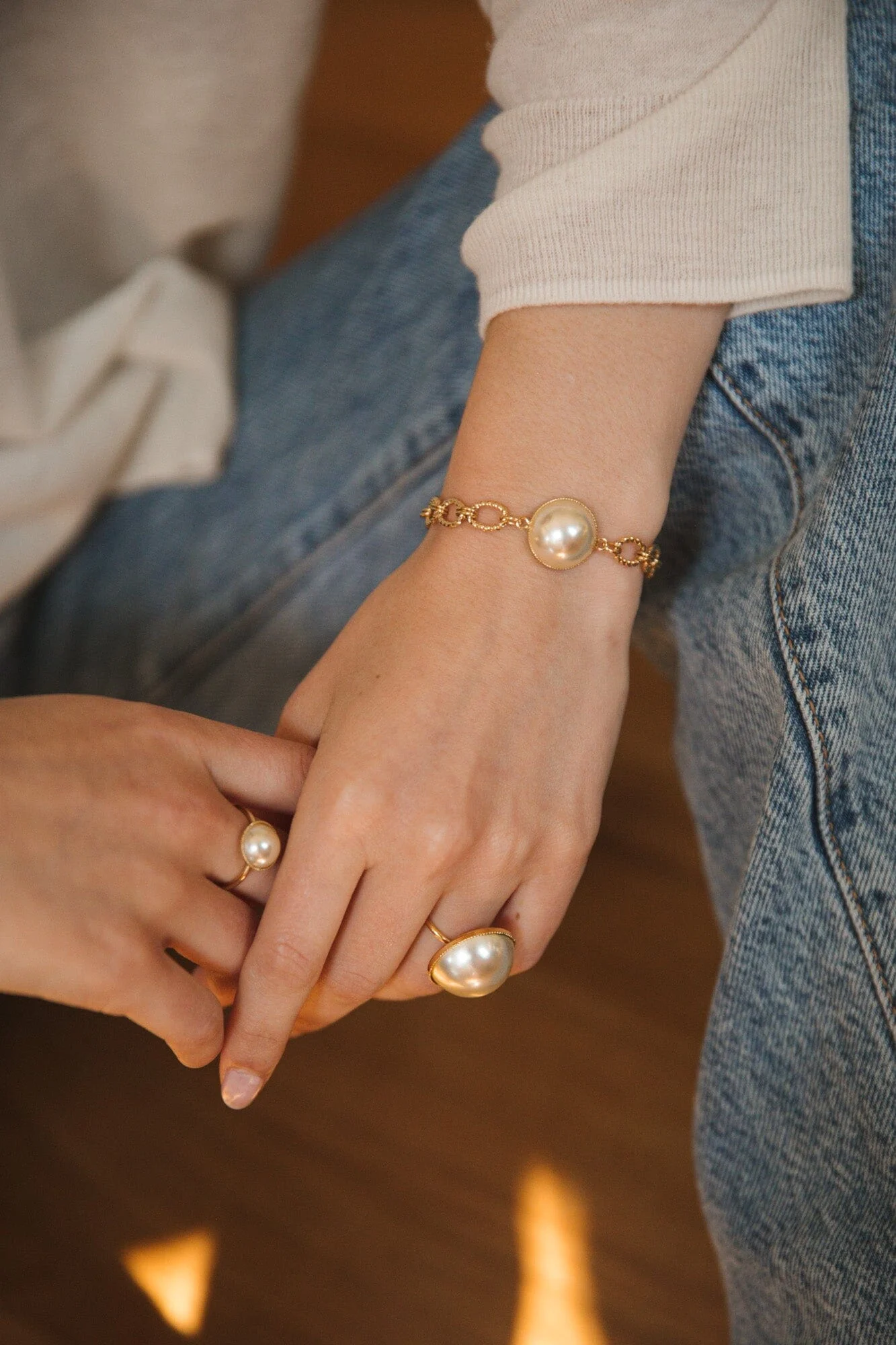 NÉLYA - Bracelet perleplaqué argent | Doré