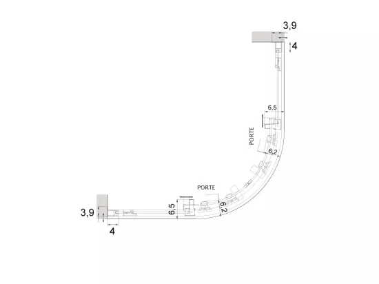 Paroi de douche semi-circulaire 2 verres fixes + 2 portes coulissantes S400 verre sérigraphié 90x90 cm rayon 55cm