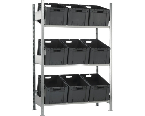 Schulte MULTIplus150 gegalvaniseerde schuine legbordonderkast, 200x130x60 cm, 3 legborden, draagvermogen 1300 kg