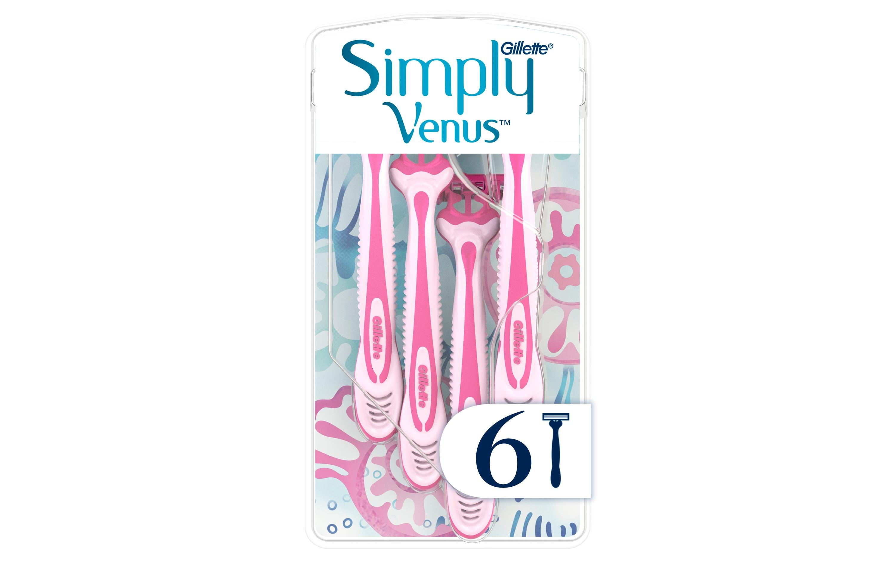 Einwegrasierer Simply Venus 3 6 StückRasierer für Damen