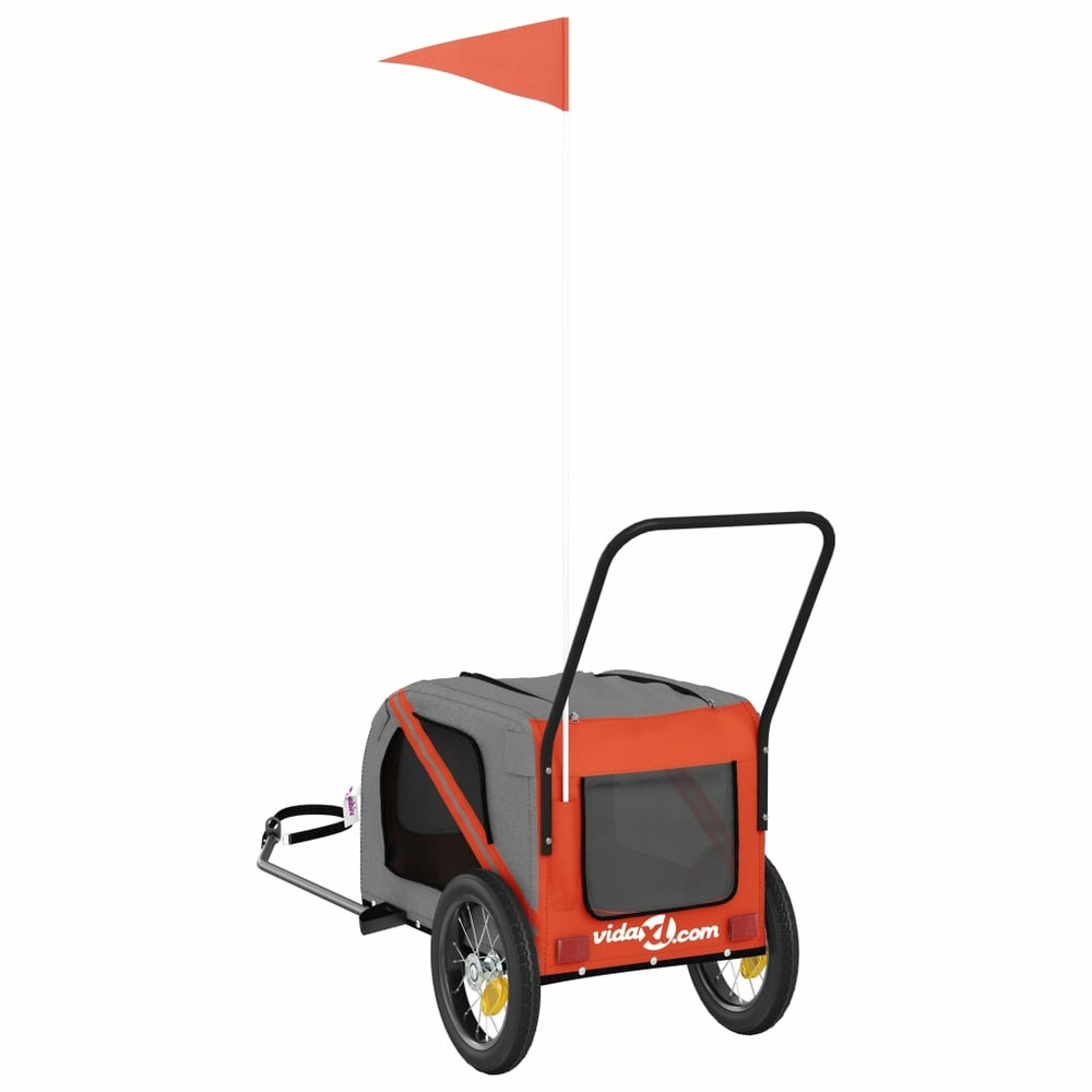 Remorque de vélo pour animaux de compagnie orange et noir