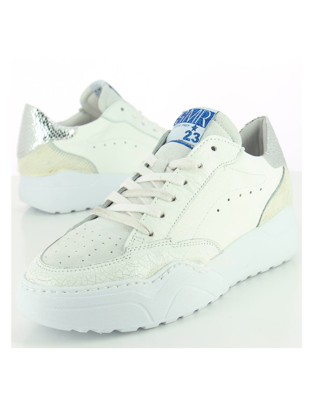 semerdjian baskets de ville femme tany 6615 cuir blanc/argent