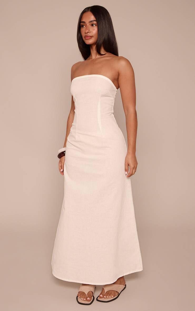 Blanc Robe Fourreau Bandeau Effet Lin Petite