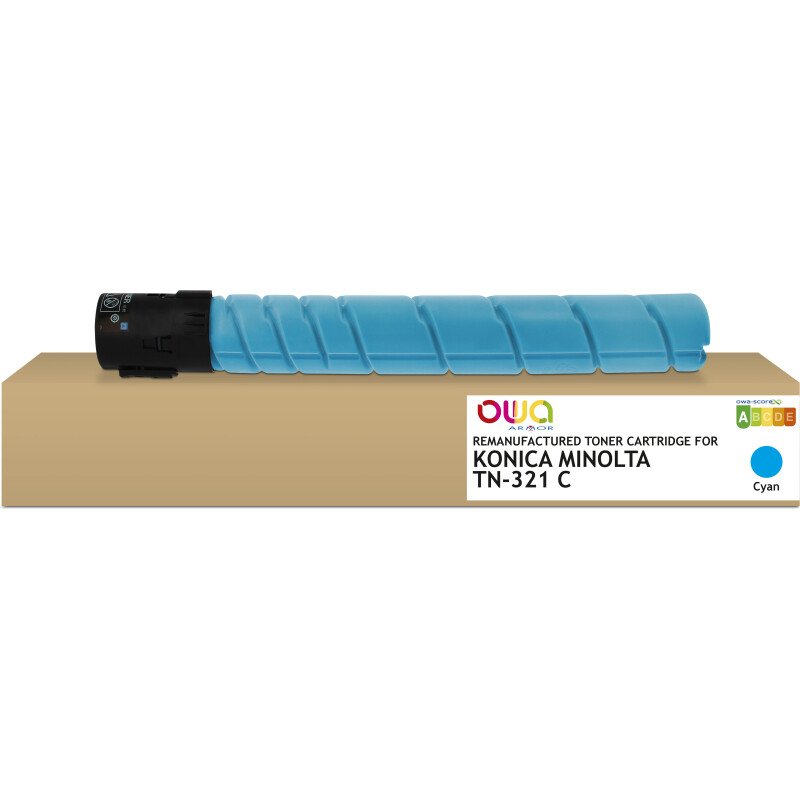Toner remanufacturé OWA - standard - Cyan - pour KONICA MINOLTA TN-321C, DEVELOP A33K4D0, OLIVETTI B1037, KONICA MINOLTA TN-321C