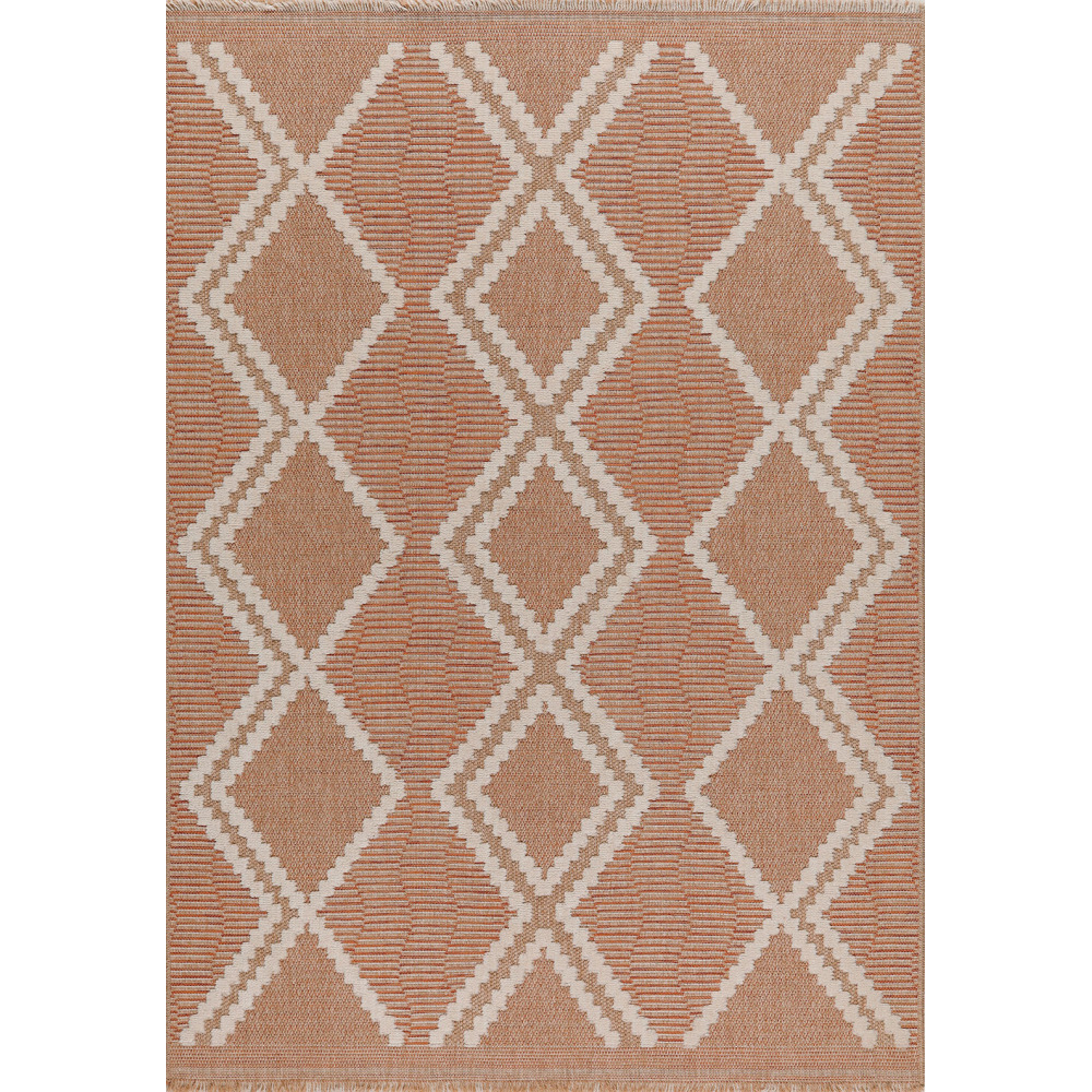 Tapis intérieur extérieur aspect jute terracotta tulum 9048 90 x 67 cm