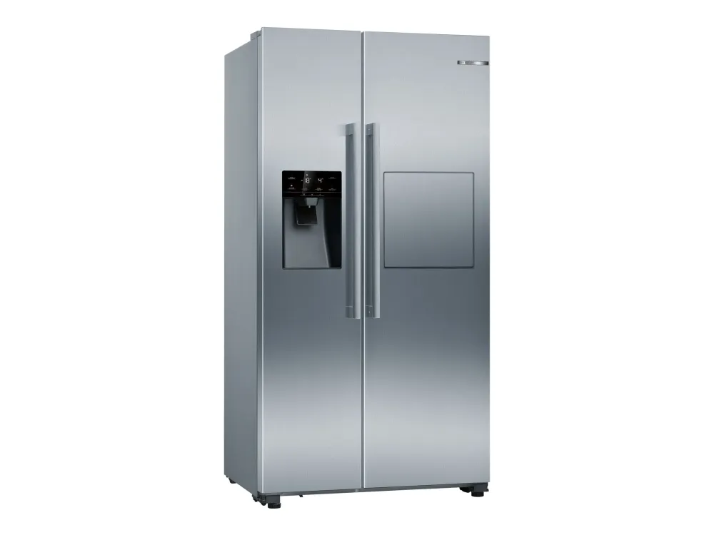 Bosch Serie | 6 KAG93AIEP - Køleskab/fryser - side ved side med vanddispenser, isdispenser - fritstående - bredde: 90.8 cm - dybde: 70.7 cm - højde: 178.7 cm - 531 liter - Klasse E - rustfrit stål