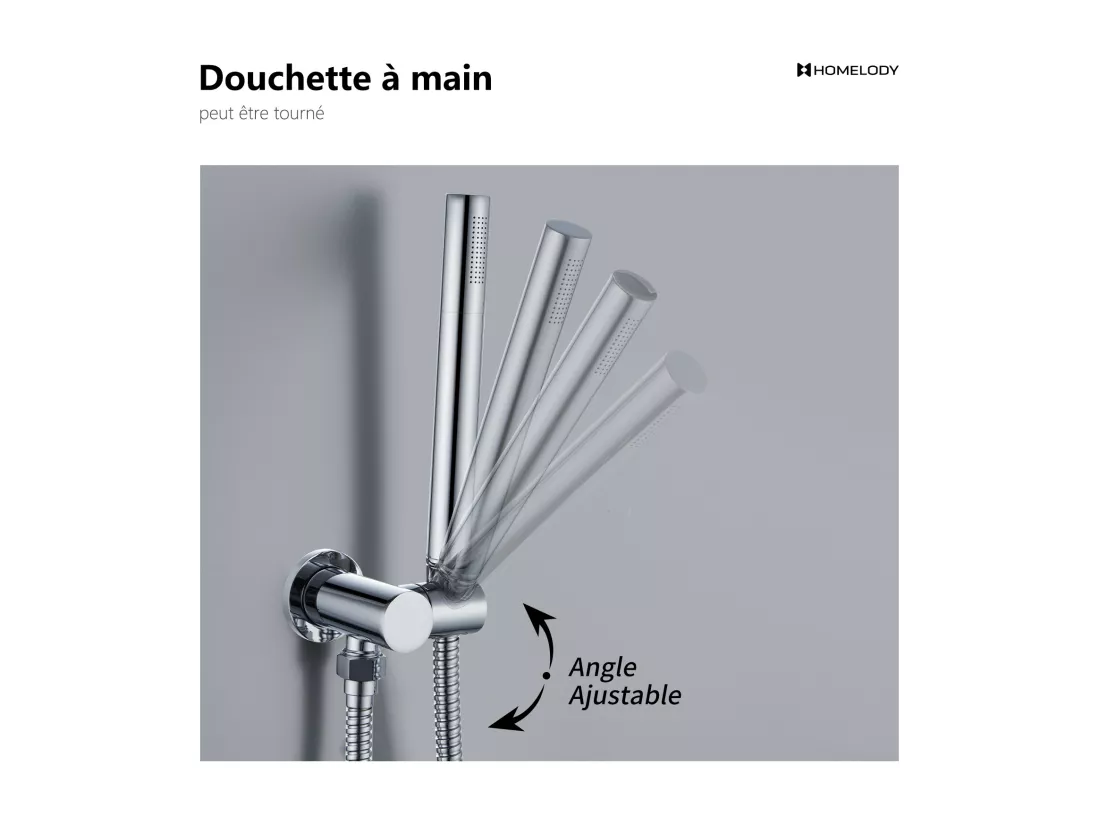 Encastré Colonne de Douche Thermostatique Système de Douche Rond Grande Douche de Tête Set de Douche Encastrée en Laiton Chromé Design Moderne