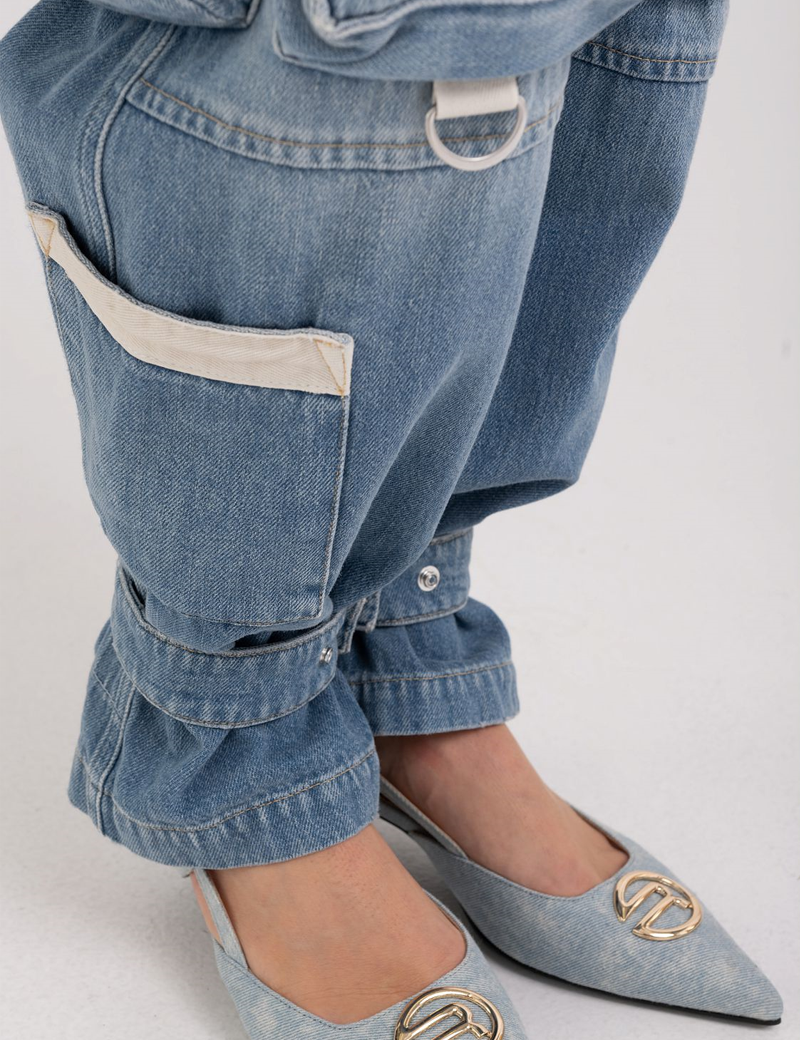 REPLAY PANTALON FEMME CARGO COMBAT MILVA BLEU