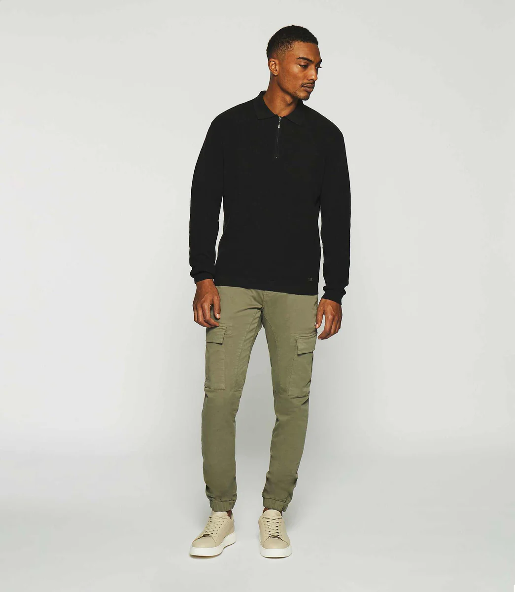 Pull col polo zippé noir DYLAN