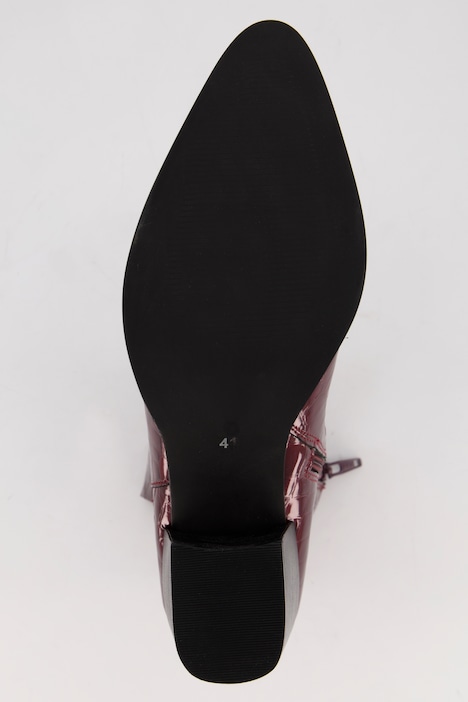 Leder-Stiefeletten, Kroko-Prägung, Weite H