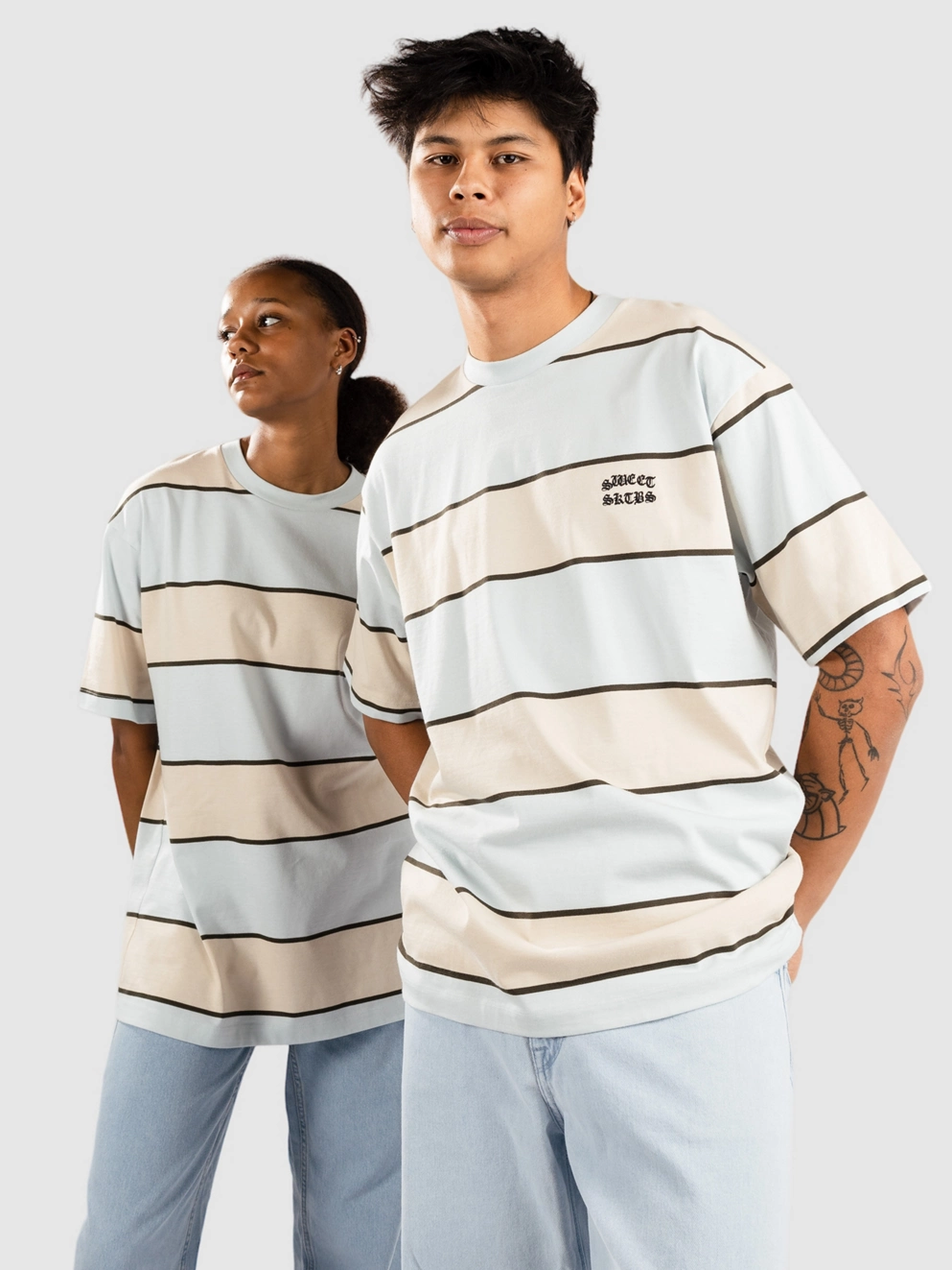 SWEET SKTBS Sweet Loose Striped T-Shirt off white