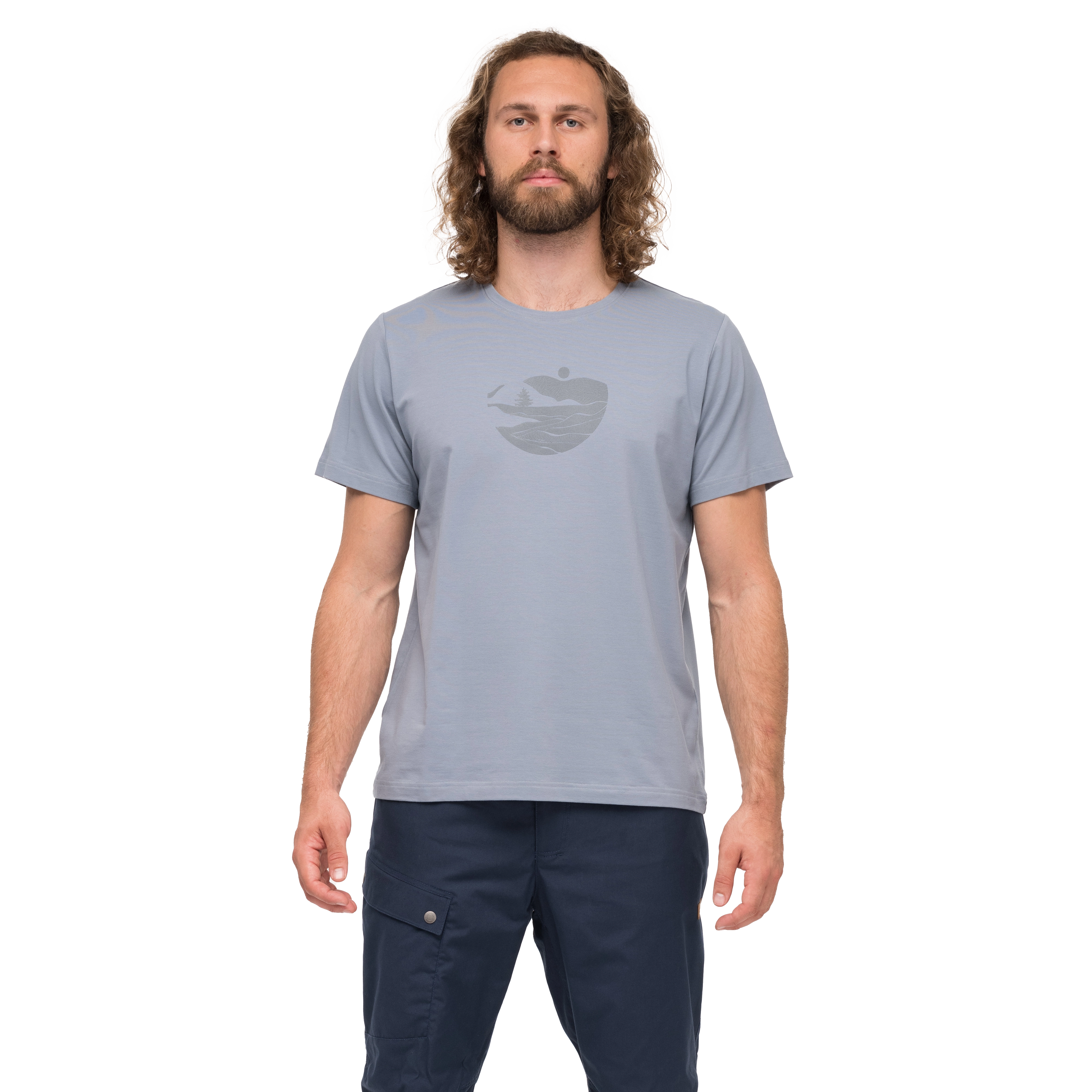 Nordmarka Organic Cotton Print Tee Men Husky Blue
